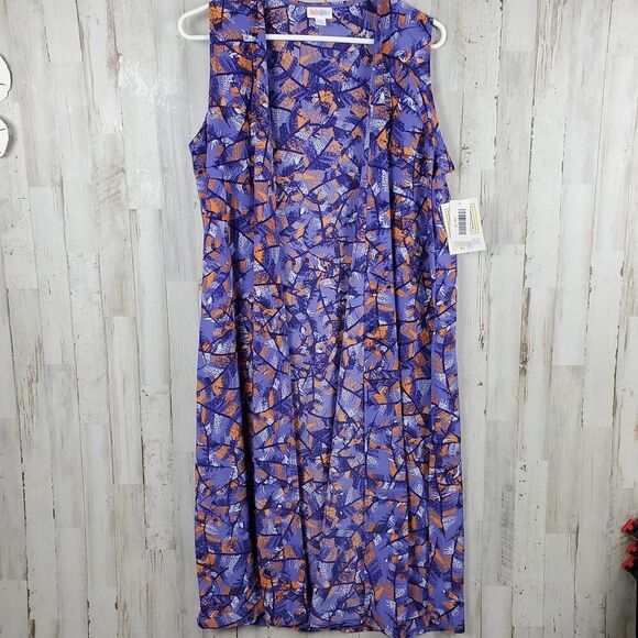 LuLaRoe Joy Duster Vest Purple Orange Size Medium - Picture 1 of 8